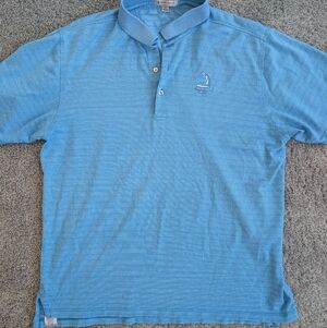 Peter Millar Pinehurst 1895 Golf Polo Shirt Men’s XL Blue Micro Check Cotton